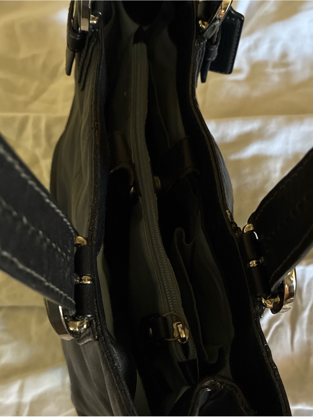 COACH Soho North South Soft Black Leather Tote Shoulder Bag-F17216 Great Quality - Picture 5 of 11